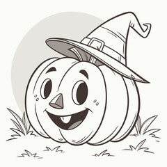 Traditional Halloween Pumpkin with Witch Hat – Classic Jack-o'-Lantern Vector Design