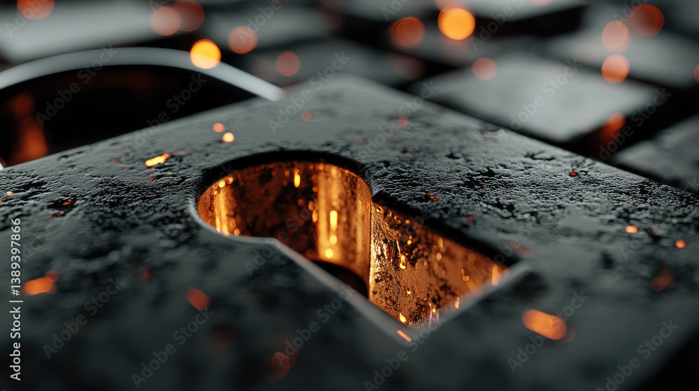 Aufkleber glowing lock symbol surrounded by abstract digital elements represents cybersecurity concepts