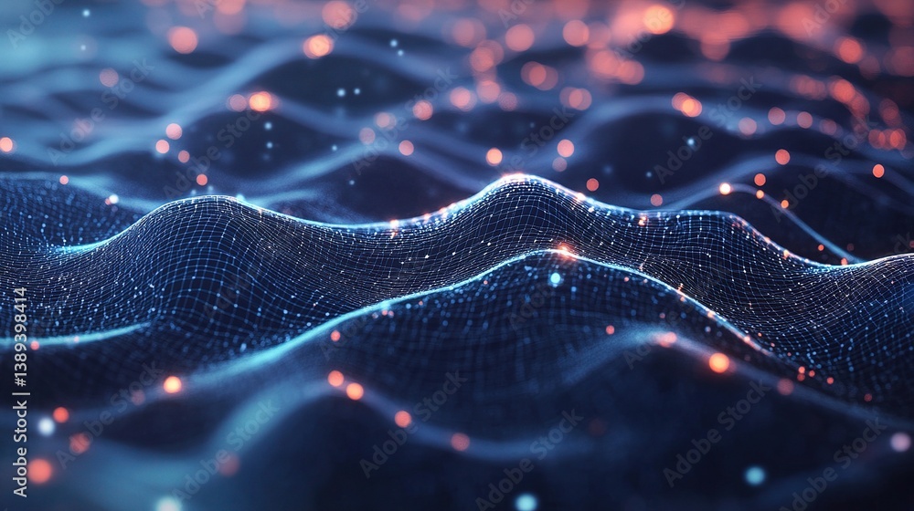 Poster abstract digital soundwave representation with voice assistant elements