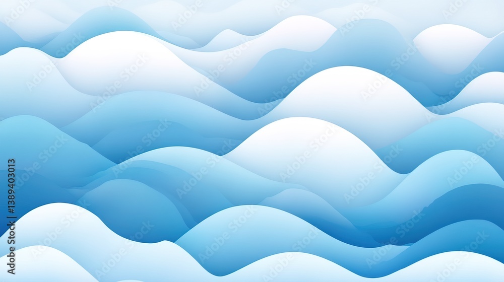 Poster gentle blue waves creating a calming abstract pattern