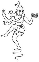Dancing Lord Shiva Single Stroke Vector Illustration Line Art, shiva, shankar, mahadev, lord, god, hindu god, Indian god,  dancing, snake, damru, nataraja, position, pose, prayer, lucky, omkar, om