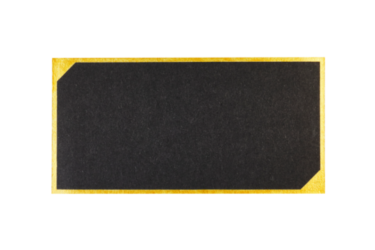 blank black gift card with golden shiny frame border isolated on white or transparent png - Powered by Adobe