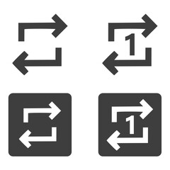 Repeat video icon and Loop video icon sign, symbol