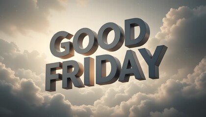 3D Text "Good Friday" Against a Cloudy Sky