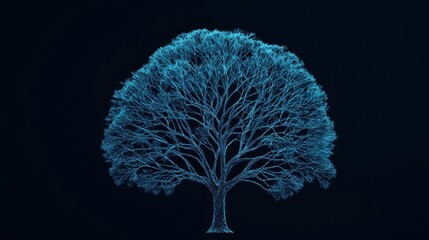 Analogy concept. A digital tree with a complex neural network structure