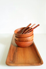 wooden bowl and chopsticks