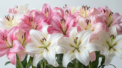 Fototapeta premium Bouquet of Pink and White Lilies