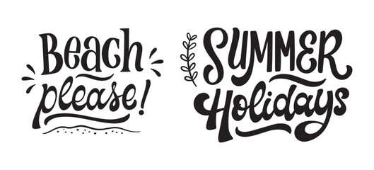 Set Summer lettering sticker 