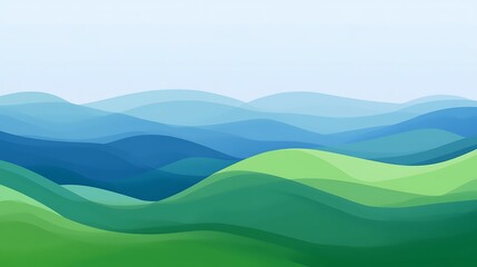 Obraz premium Abstract green and blue rolling hills landscape.