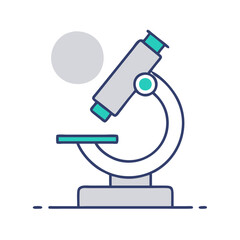 Illustration of a microscope in a minimalistic design, showcasing scientific investigation and research, representing exploration in biology, chemistry, and education for academic purposes.