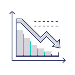 A declining graph illustrating decreasing sales trends in a financial context, symbolizing economic challenges and performance analysis in business environments.