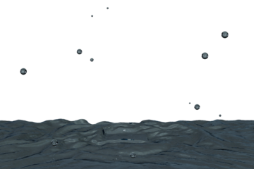 Water splashes and bubbles rising