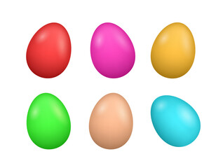 Vector realistic colorful painted easter eggs isolated on white background