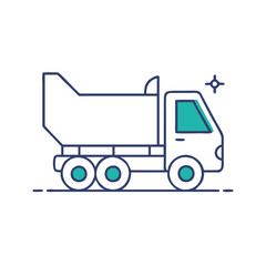 Fototapeta premium Illustration of a dump truck in a minimalistic style, featuring a clean design with soft colors, representing construction, transportation, and heavy vehicles used for hauling materials.