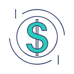 Obraz premium Stylized dollar sign in the center of a circular design, concept of finance and currency, representing economic transactions, money management, and financial planning visualizations.