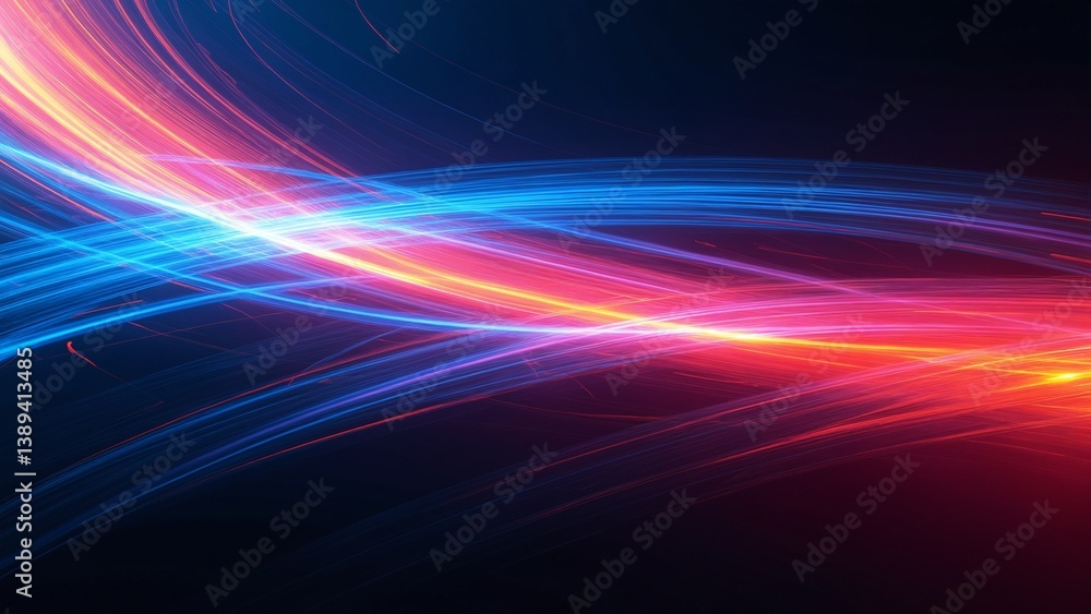 Poster Dynamic abstract design with vibrant streaks, creating a modern and colorful visual effect on dark background