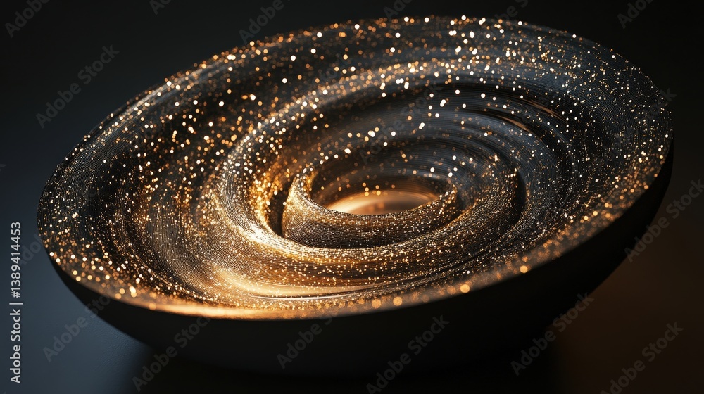 Poster mesmerizing 3d spiral of floating particles, creating a dynamic vortex effect
