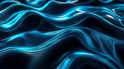 Obraz premium mesmerizing abstract 3D liquid simulation, with glowing waves rippling through a dark void.