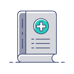 Obraz premium Flat icon of a closed medical book with a cross symbol, representing healthcare knowledge, medical education, and reference guides, used in learning or clinical environments 