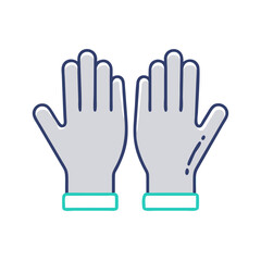 Obraz premium Illustration of two gloved hands showing a gesture, symbolizing safety and protection in various settings, ideal for health and wellness themes, safety training, or hygiene campaigns.