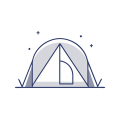 Camping tent illustration in minimalist style, outdoor adventure concept, exploring nature, a symbol of freedom, travel, and relaxation in the wilderness.