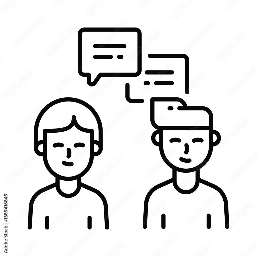 Poster conversation vector outline icon. eps 10 file