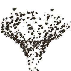 Dark brown soil explosion