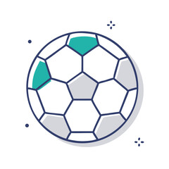 Fototapeta premium A vector illustration of a soccer ball, showcasing its geometric design and patterns, perfect for sports graphics, event promotions, and conveying the spirit of teamwork and athleticism.