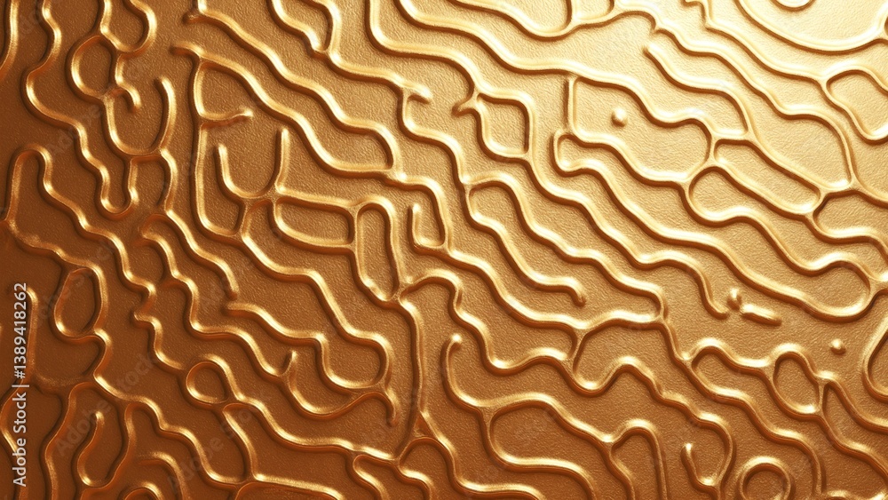 Poster Dynamic ripple effects on metallic gold and copper surfaces with varied textures and patterns