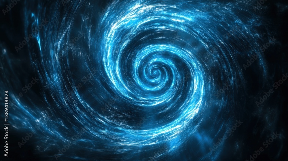Poster a mesmerizing blue vortex background with a spiral motion effect, creating a sense of depth