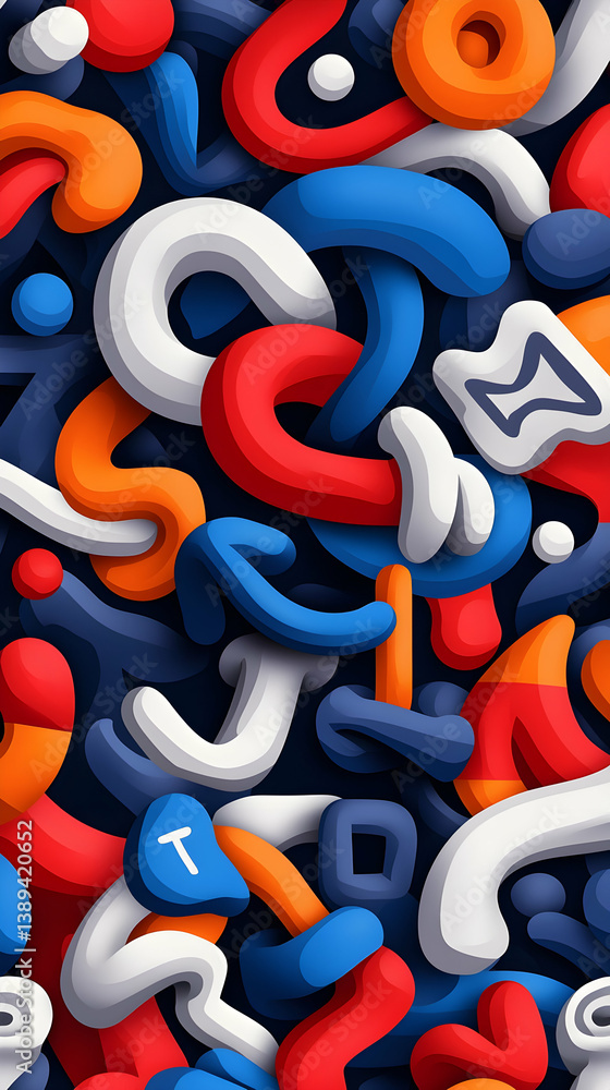 Poster abstract colorful 3d shapes pattern background
