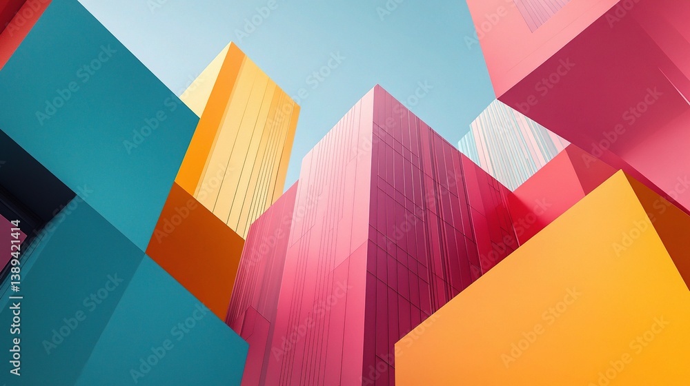 Poster colorful geometric abstract architecture with modern shapes and patterns