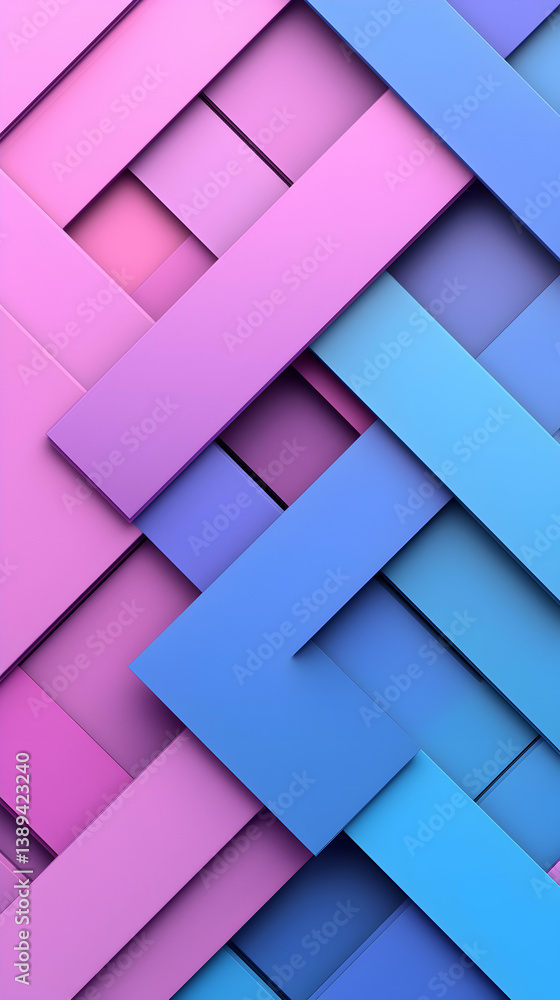 Poster abstract geometric pattern with pink and blue overlapping shapes