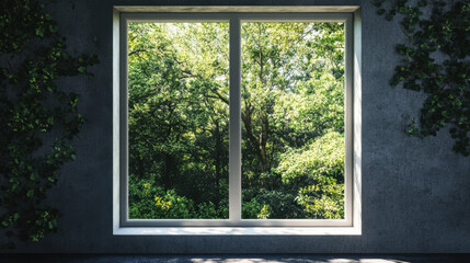Forest window view scenery nature landscape green tree view window decor wallpaper