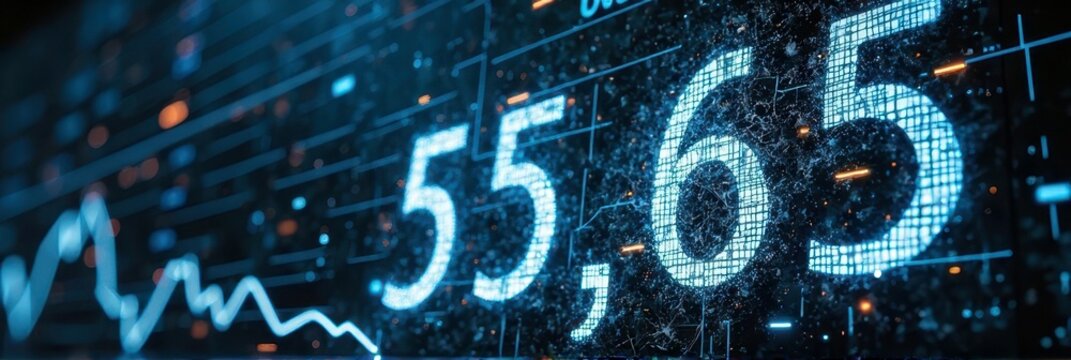 Digital stock market display with data visualization and financial charts