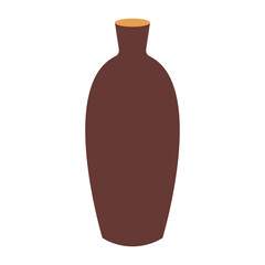 Illustration of Bohemian Ceramic Vase with Flat Design. Isolated on White Background. Vector Element