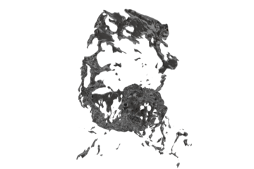 Abstract, stylized, dark figure.  Intricate, textured design