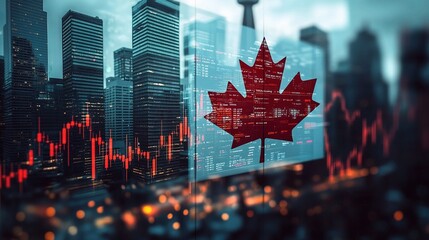 Modern Canadian Skyline with Stock Exchange Background Image