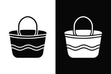 Beach Bag Summer Icon. Silhouette Vector Illustration for Tropical and Vacation Designs