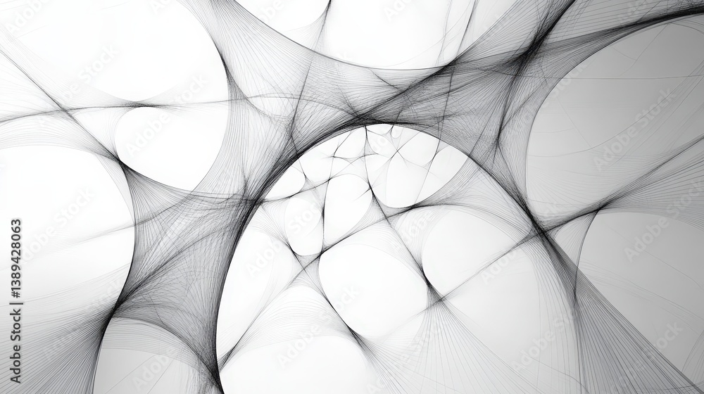 Poster a minimal geometric pattern of thin, precisely spaced lines forming an elegant, structured design