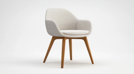 Modern light beige chair against a white background.  Possible use Product catalog, Interior design, Furniture showroom