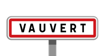 Panneau sur poteau central de ville de Vauvert, Gard, Occitanie