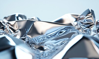 Abstract silver crumpled foil texture, light background, design element