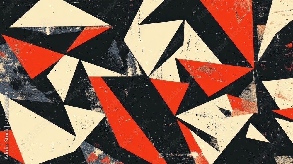 Poster A modern geometric pattern featuring angular shards and sharp lines with a bold, abstract look