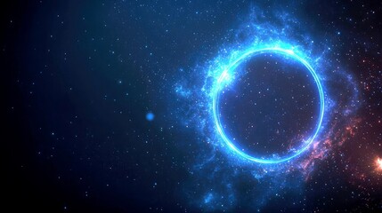 Obraz premium Cosmic Circle: A Glowing Nebula in the Vast Universe. Celestial art, cosmic background, space exploration, astronomy, galaxy, stars, nebula, night sky.