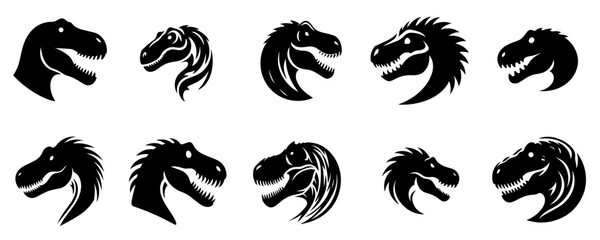 dino head silhouette vector set © LadyBeck