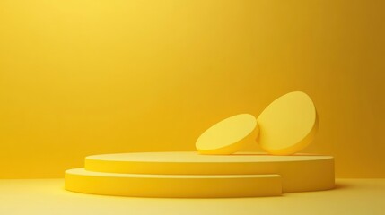 Minimalist Yellow Podium Display for Product Presentation