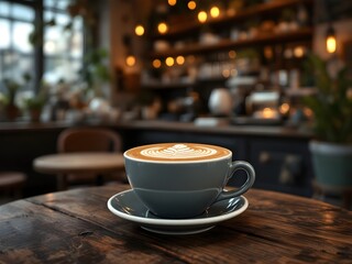Fototapeta premium Cup of coffee on the table in cafe