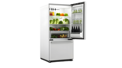 Modern White Refrigerator Isolated on Clean White Background for Professional Kitchen Designs.