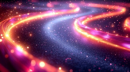 Obraz premium Cosmic Flow: Abstract Glowing Nebula, Vibrant Swirling Galaxy, Mystical Space Background